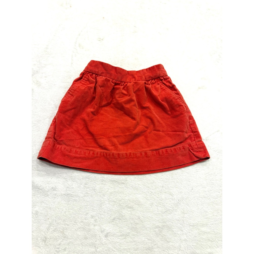 Crewcuts J.Crew Girls Red Orange Corduroy Skirt Elastic Waist Pockets Size 4/5